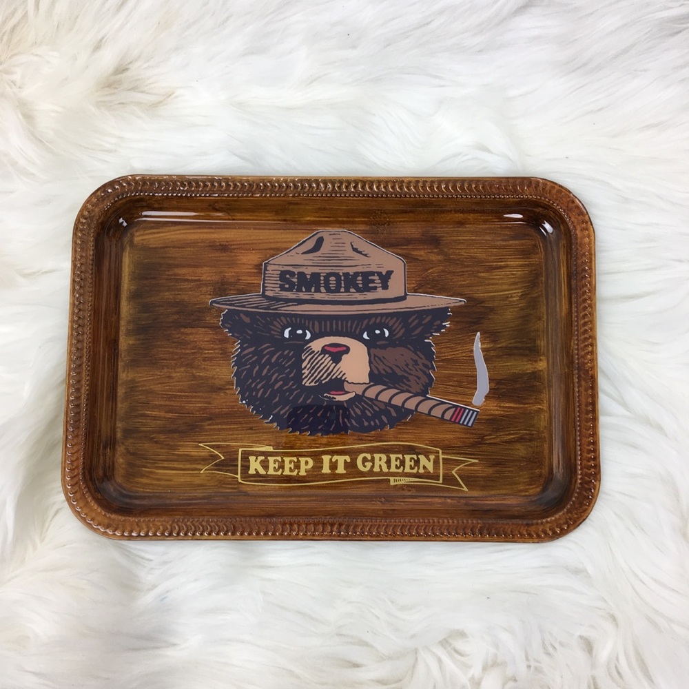 Custom Wood Grain Smokey The Bear Rolling Tray